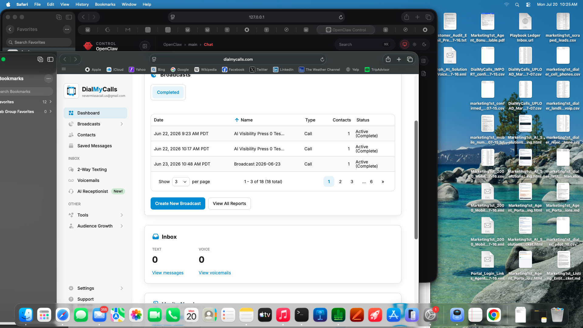 Call dashboard used to manage outreach queues and campaign responses
